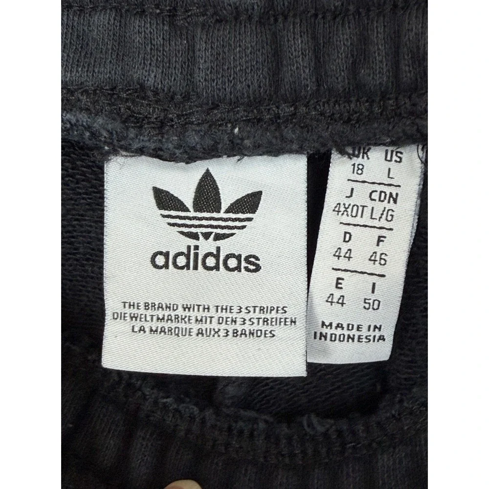 Adidas Men 100% Cotton Cargo Joggers Large Black Trefoil Sweatpants